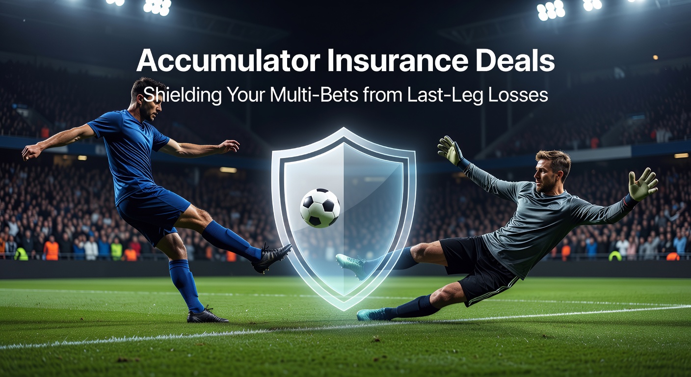 Close-up illustration of a bet slip with five winning legs and one failing, overlaid by an insurance refund icon activating