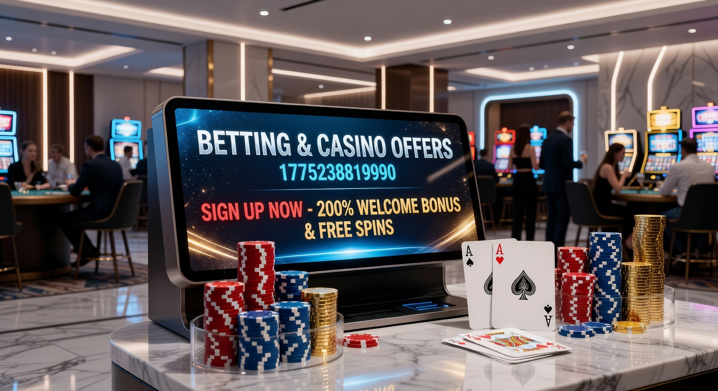 Vibrant display of betting slips and casino chips highlighting promotional offers in a dynamic sports and gaming environment
