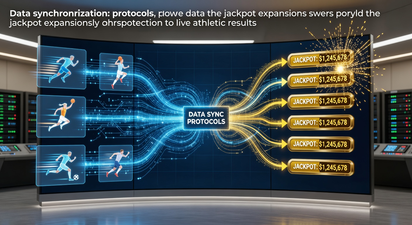 Illustration of data streams connecting live sports feeds to expanding jackpot interfaces on betting platforms