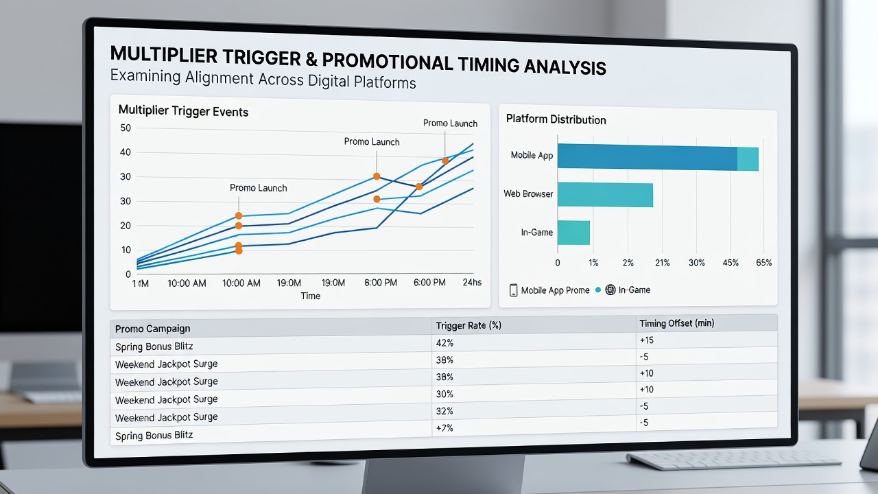 Analytics dashboard displaying synchronized jackpot multiplier data alongside promotional campaign timelines on a digital platform