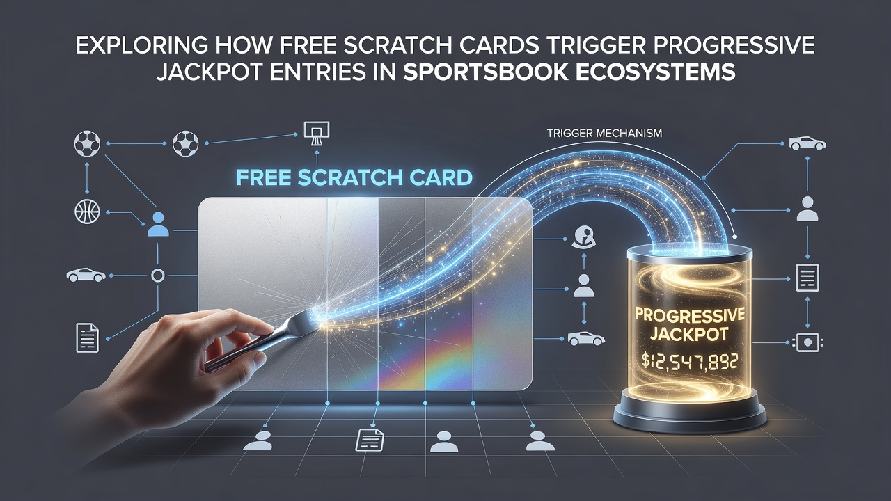 Screenshot of a sportsbook dashboard displaying scratch card results feeding into a live progressive jackpot counter