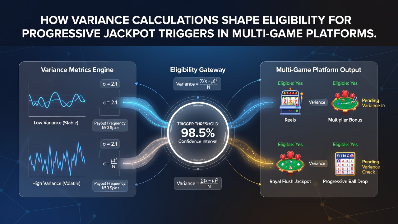 Flowchart of jackpot trigger probability adjustments based on game variance