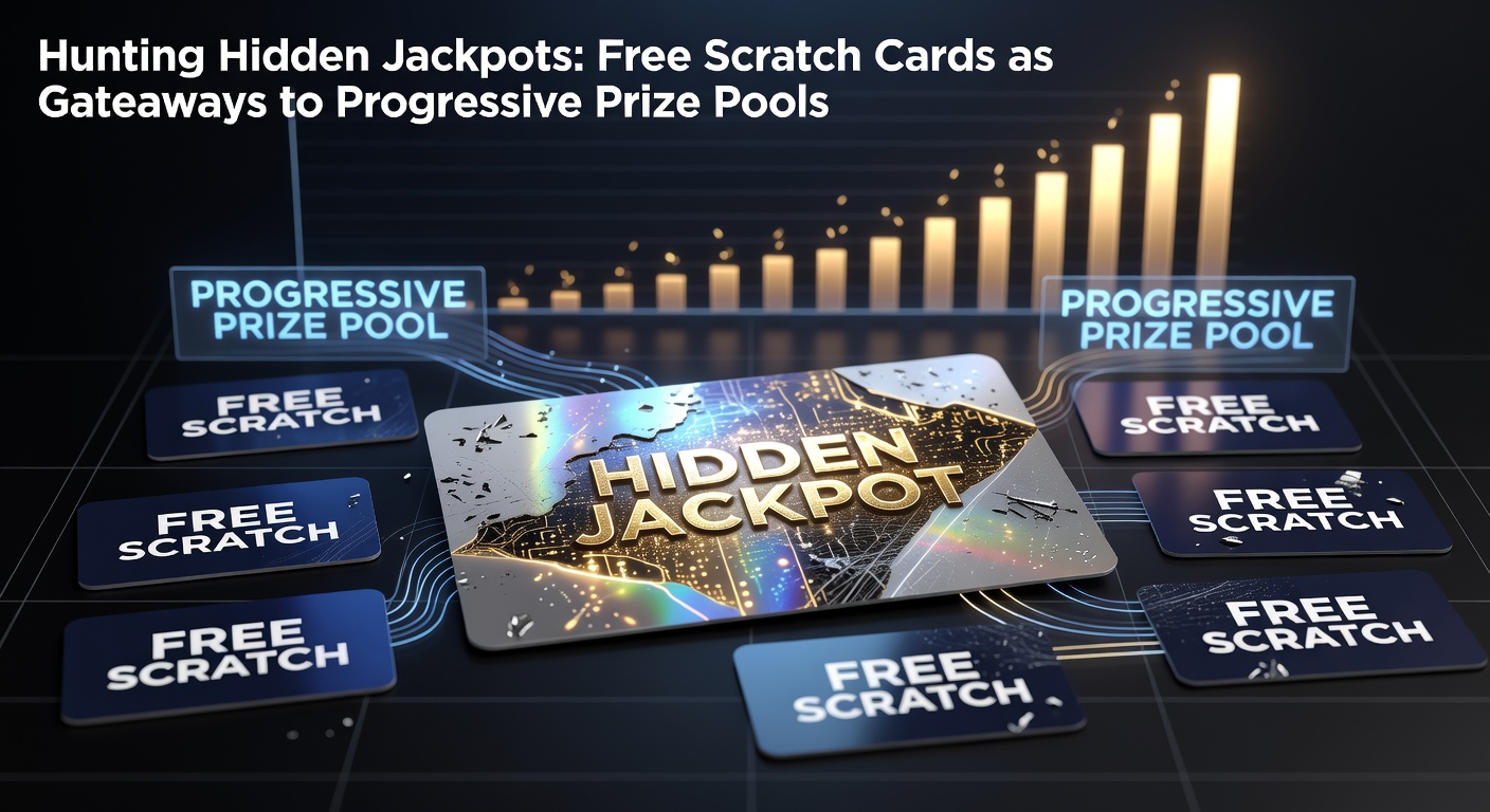 A vibrant digital scratch card revealing symbols that unlock a glowing progressive jackpot meter in the background, illustrating the thrill of hidden prizes