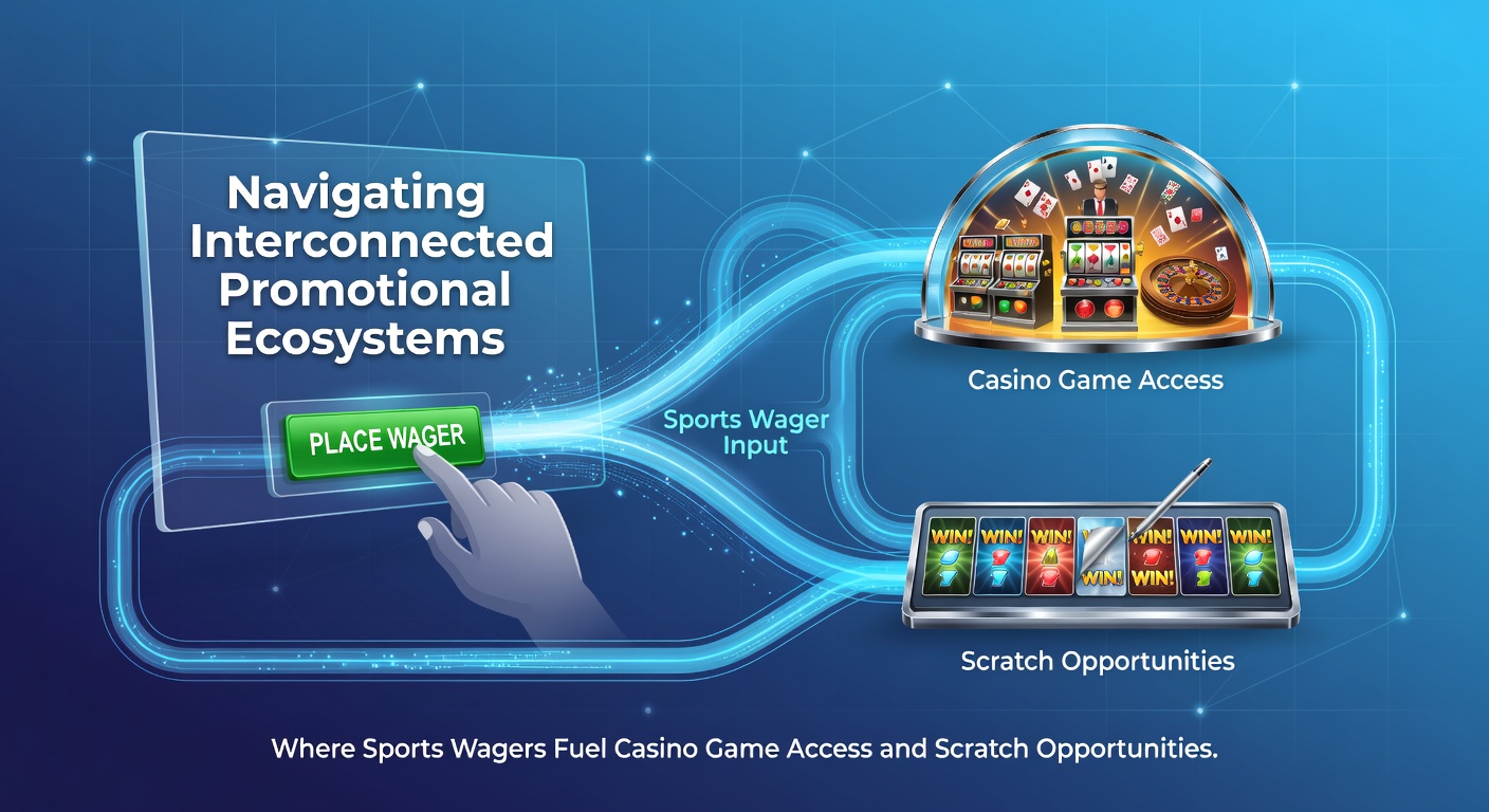 Diagram showing interconnected promotional pathways between sports betting platforms, casino game sections, and scratch card opportunities in 2026