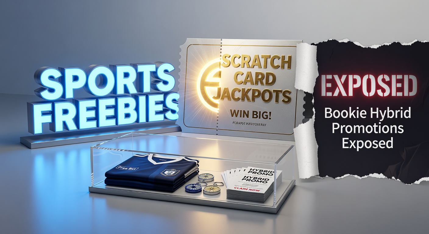 Vibrant display of sports betting free bet icons merging with colorful scratch card jackpots on a bookmaker's promotional banner