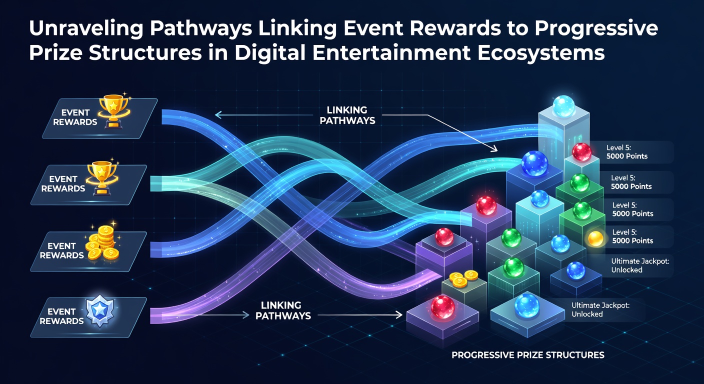 Digital pathways connecting event rewards to growing prize pools in online entertainment platforms